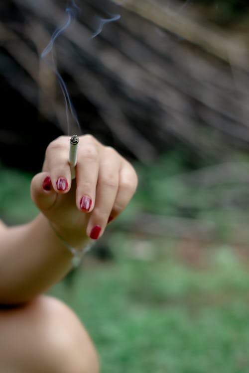 Person Holding Cigarette Stick