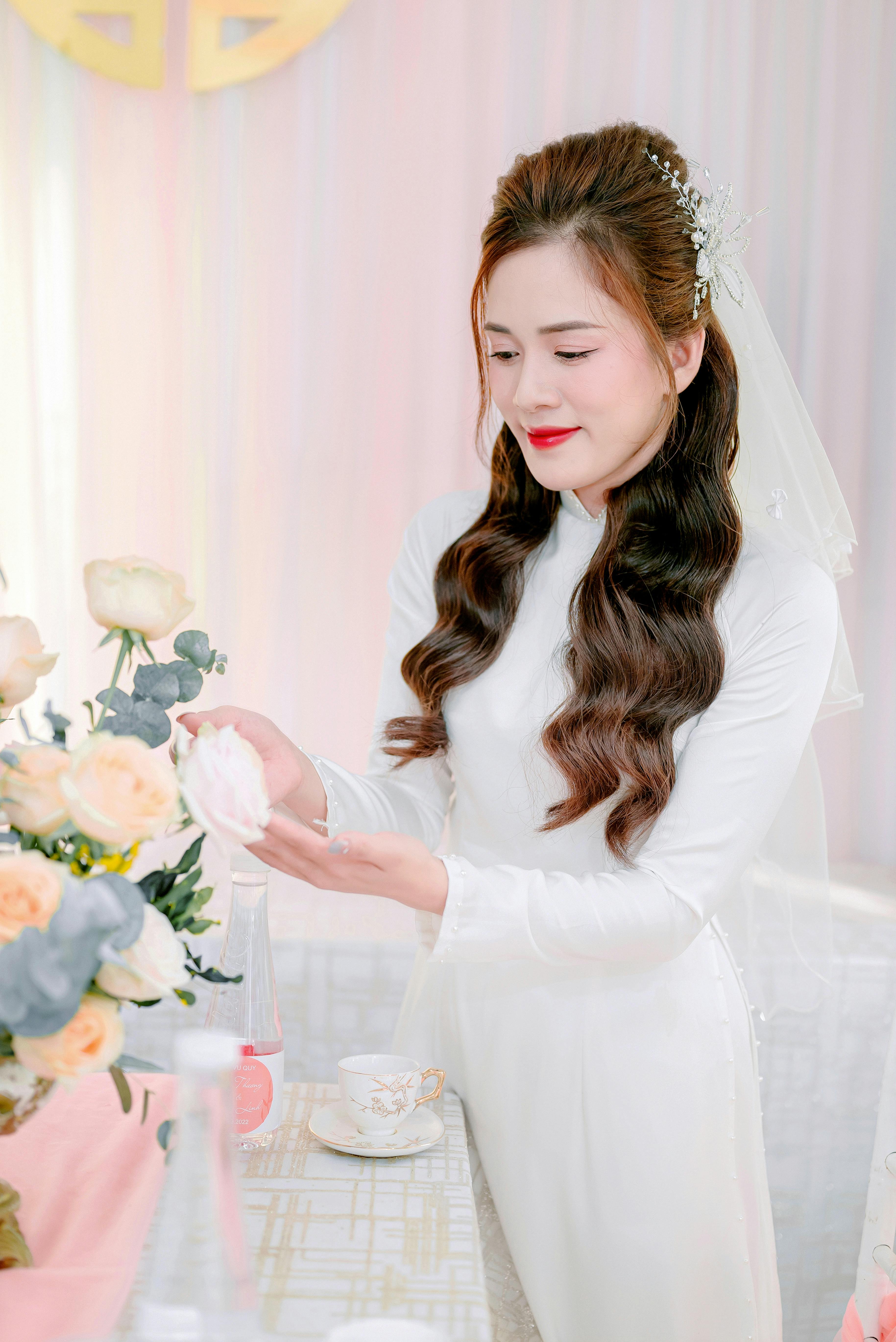 Image Vũ Trung image beautiful image beautiful image beautiful - A Woman in White Long Sleeve Dress · Free Stock Photo