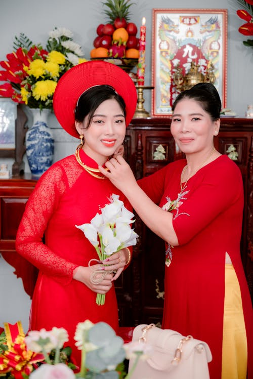 Two Women Wearing Traditional Clothes