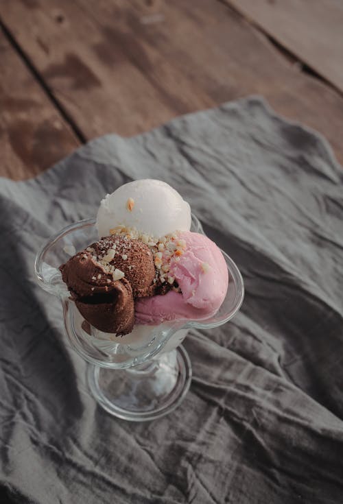 Top View of Ice Cream on a Clear 