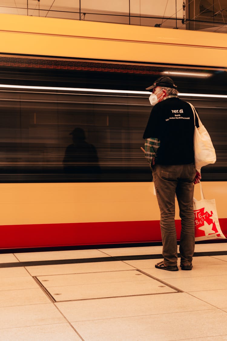 Elderly Man In Metro Station 