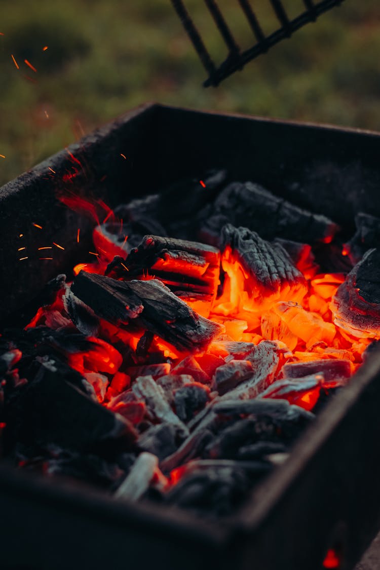 Charcoal Burning In A Grill