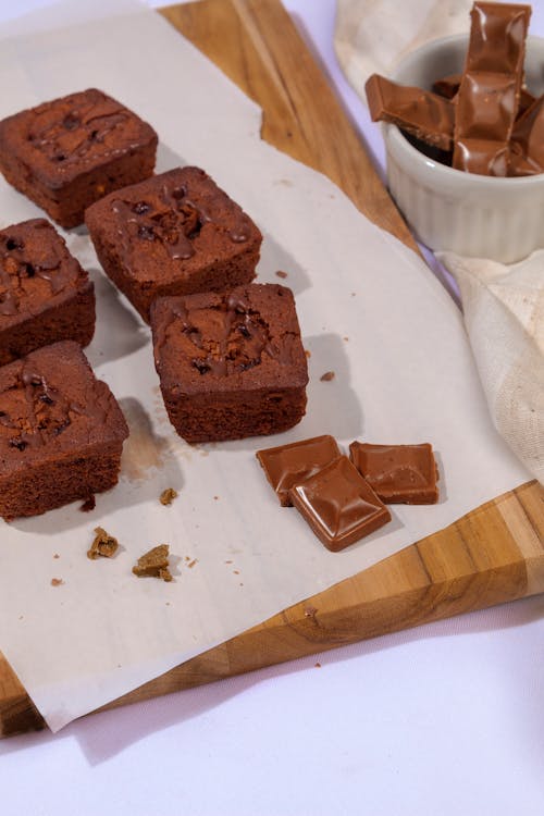 Close-Up Shot of Brownies on a Tray