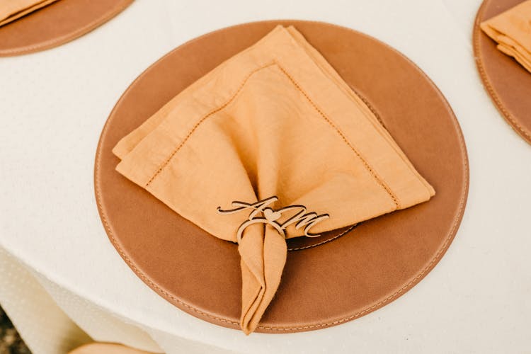 Napkin On Plate On Wedding Ceremony