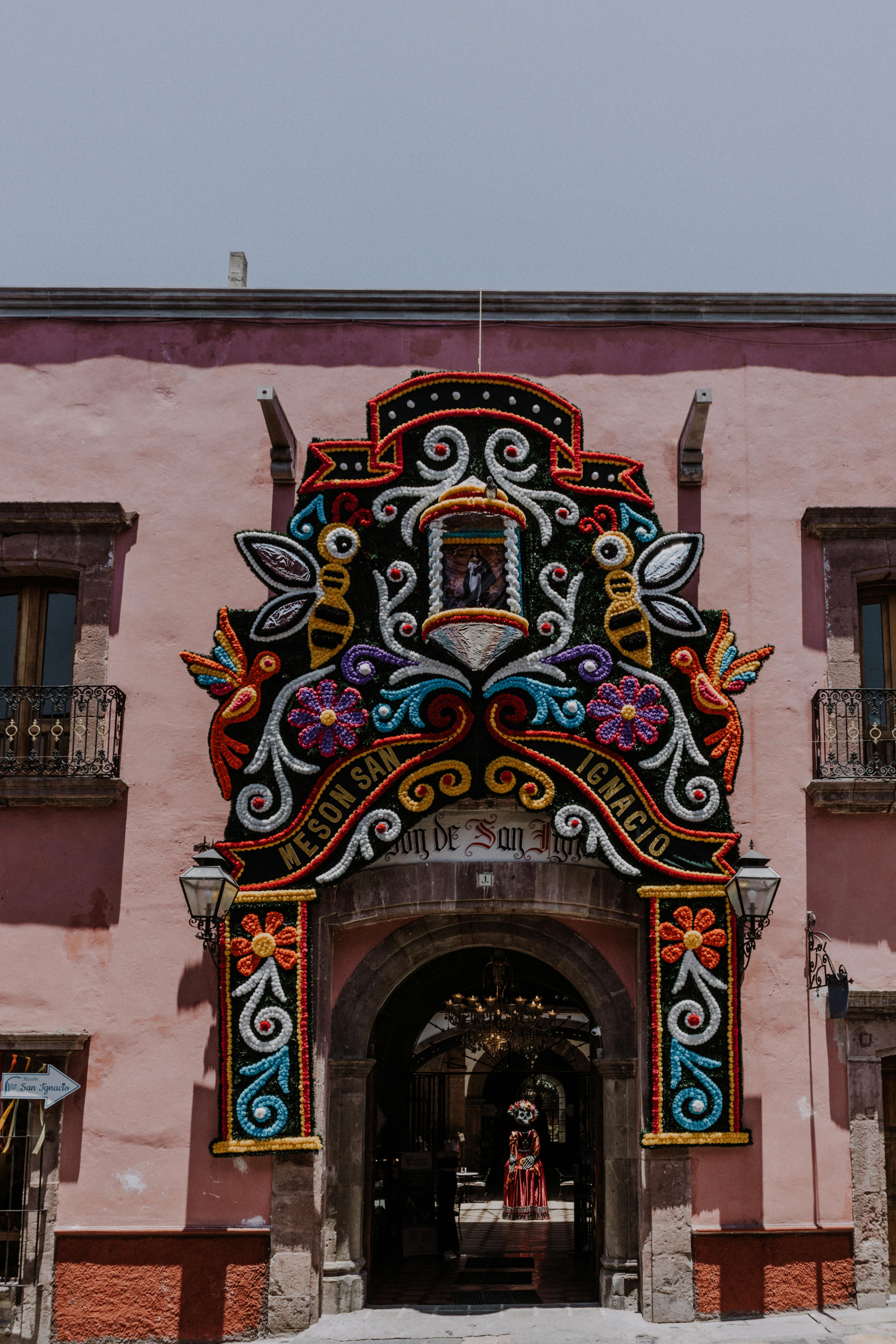 Vibrant decorated facade in San Miguel de Allende, Mexico.