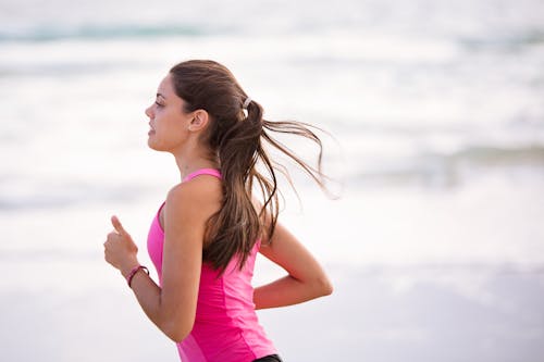 Group of runners training together