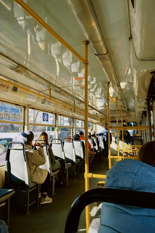Free People Sitting on Inside a Bus Stock Photo