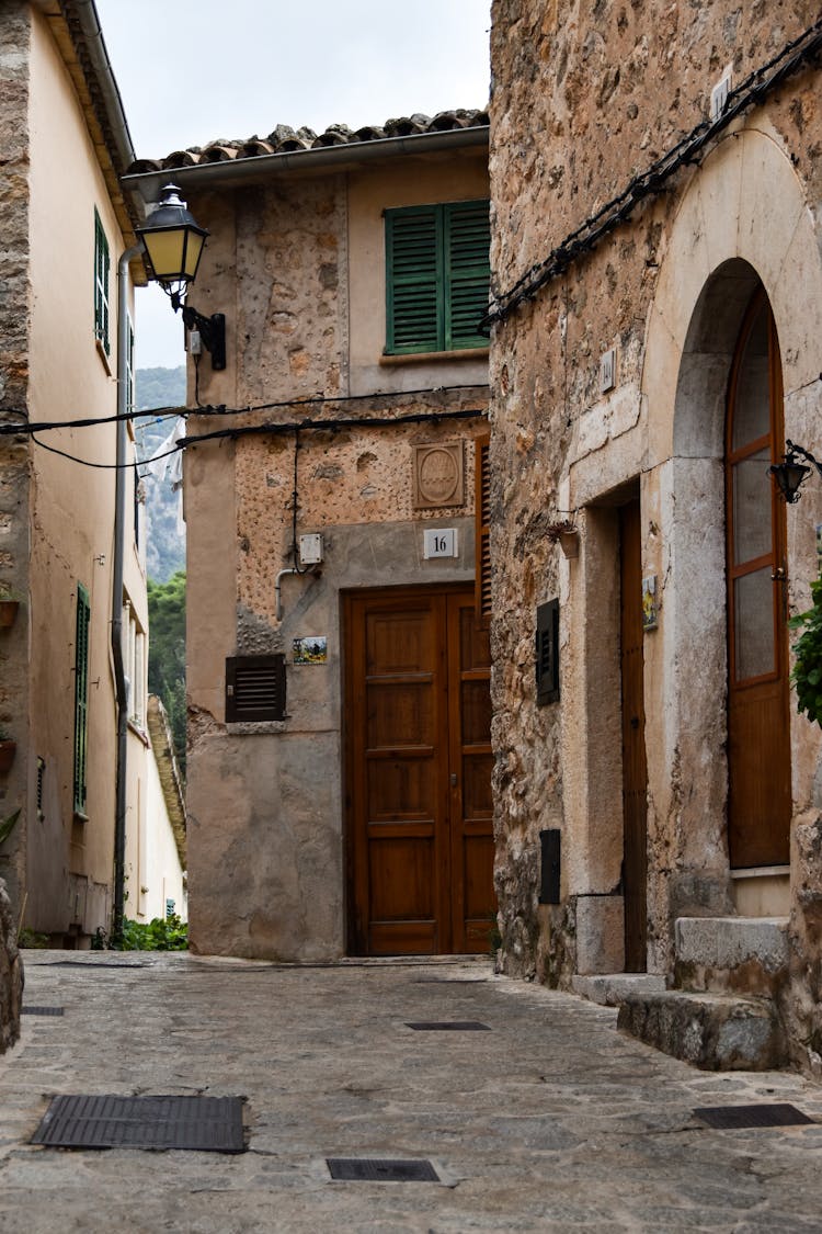 Old Town Alley With Antique Buildings 