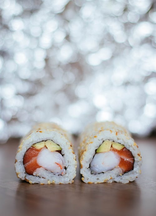 Closed Up Photography of Sushi Roll