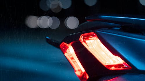 Illuminated Taillight in Close Up Shot