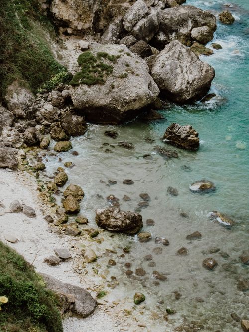 Free Stunning aerial photo of Şile's rocky coastline and turquoise waters in Istanbul, Turkey. Stock Photo