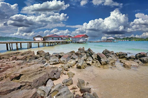 Free  Fishing pier in Cambodian island of Koh Rong Stock Photo
