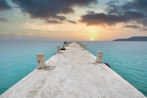 Free pier at a sunset, Koh Rong, Cambodia Stock Photo
