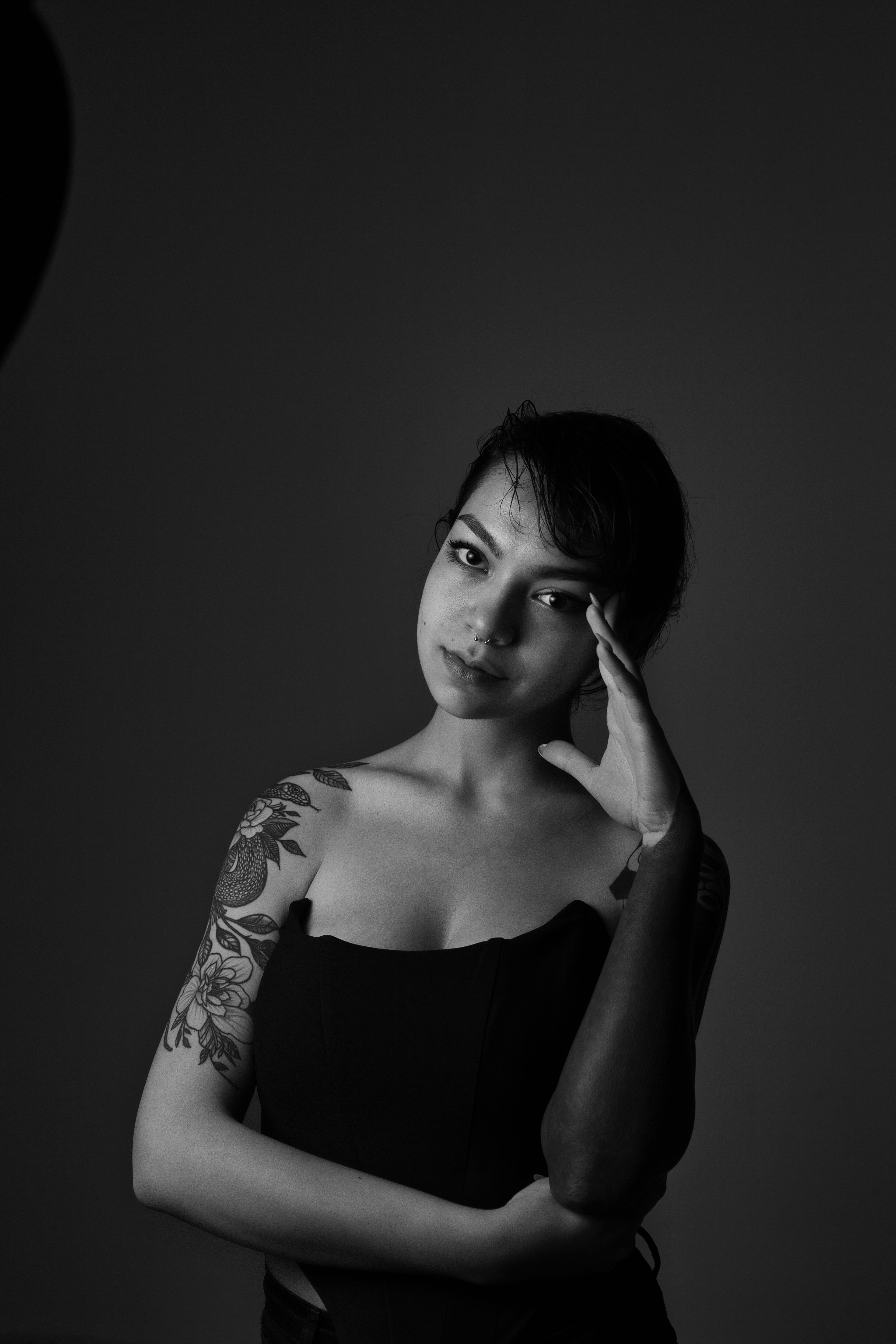 Grayscale Photo of a Woman Posing with Her Hands on Her Head · Free ...