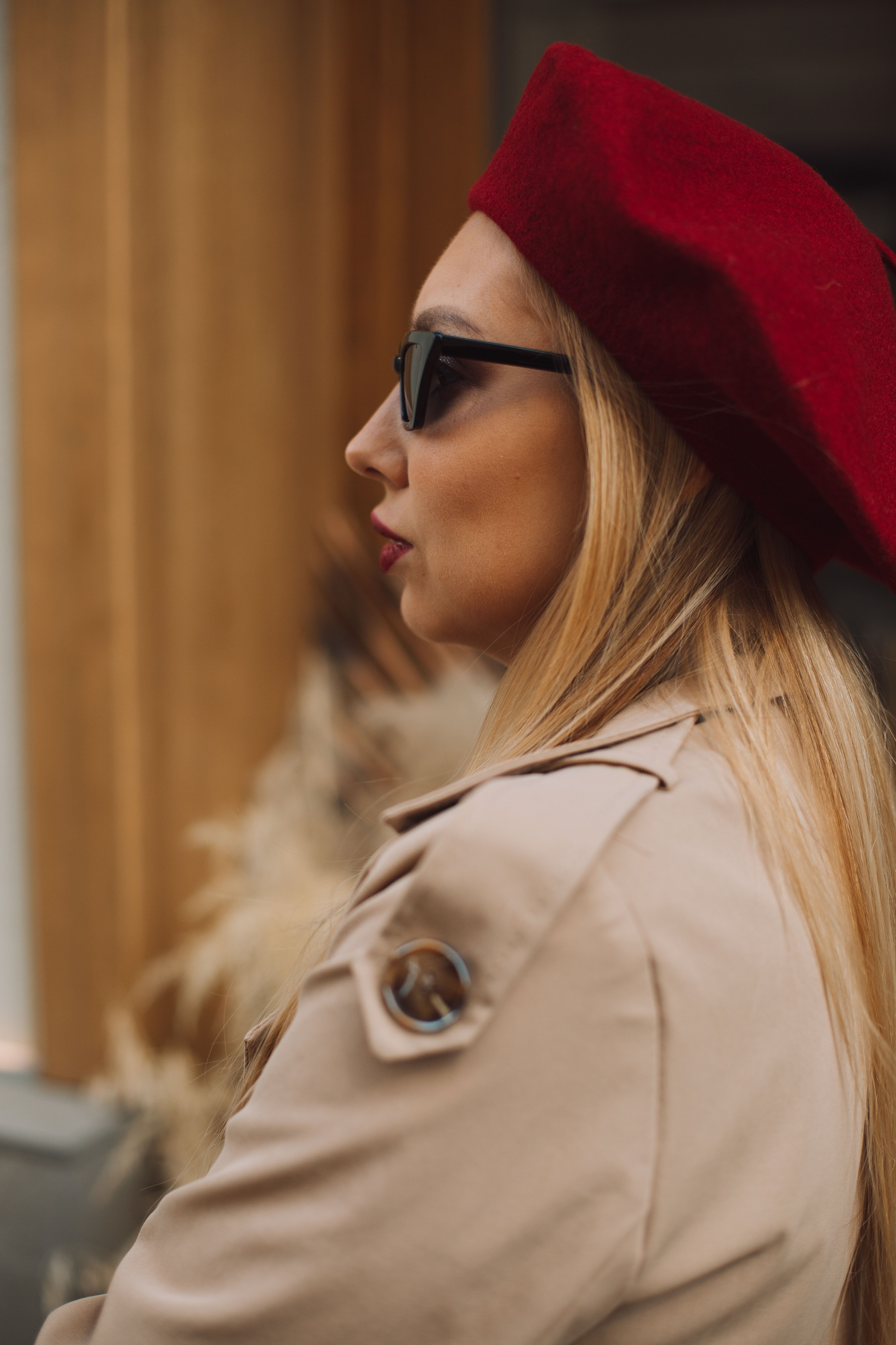 A Woman in Brown Coat Wearing Sunglasses · Free Stock Photo