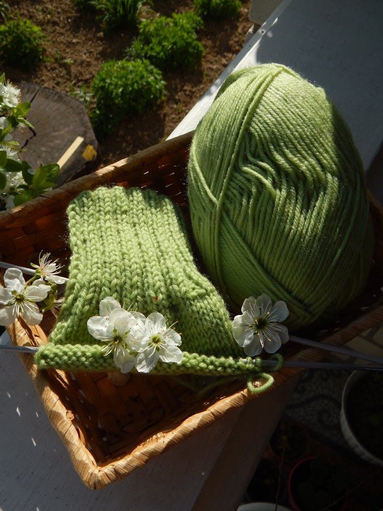 Close-up Of Green Yarn 