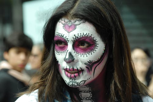 Free Person with a Scary Face Paint
 Stock Photo
