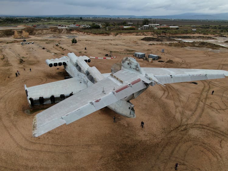 Wreck Of Airplane On Desert