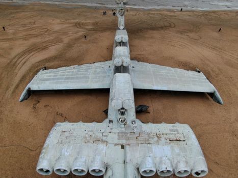 An Old Soviet Lun-class ekranoplan on the Ground