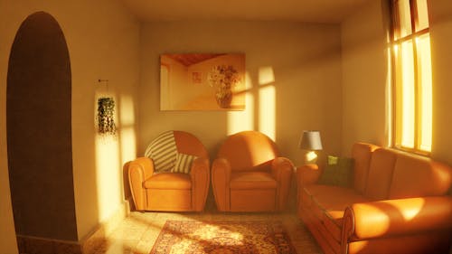 Orange Sofas in the Living Room