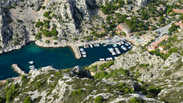 Inland Marina in Bay Between Mountains