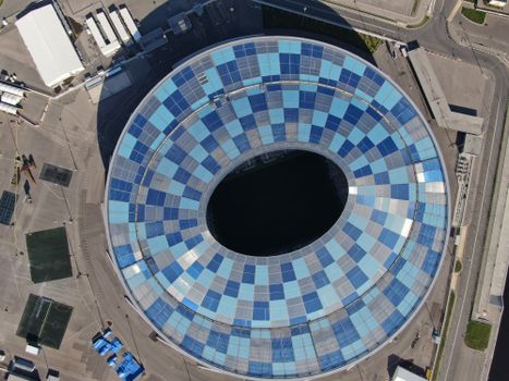 Stunning aerial view of Nizhny Novgorod Stadium, showcasing its unique architecture.