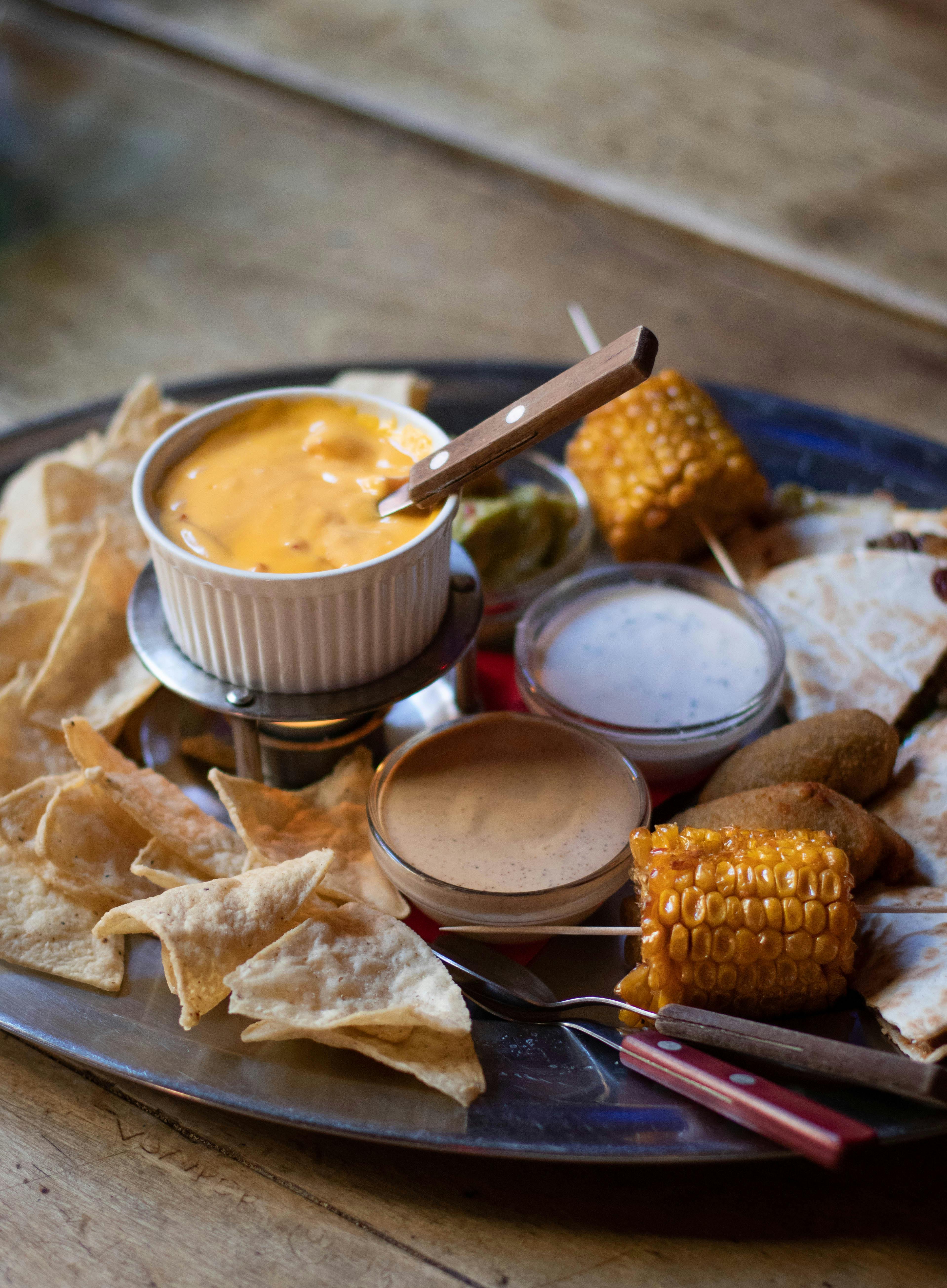 Corn Cub And Sauces On Plate · Free Stock Photo