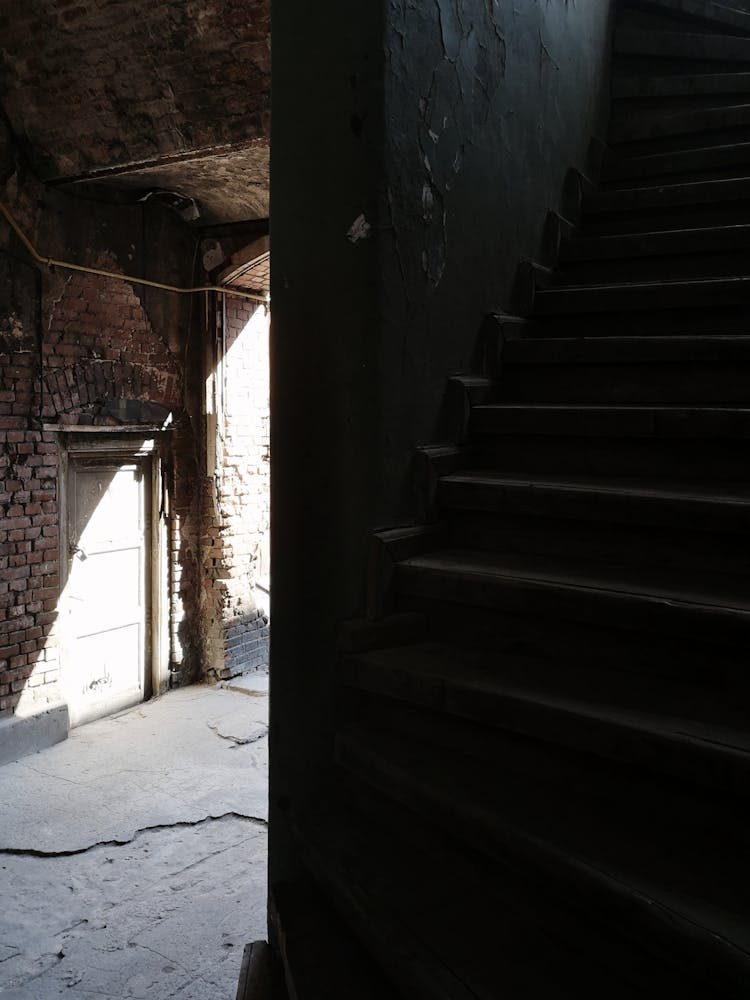 Staircase By A Yard Of A Townhouse