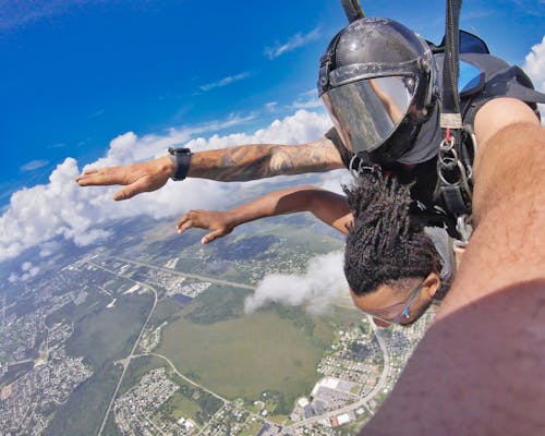 Free Man in Black Helmet Doing Skydiving Stock Photo