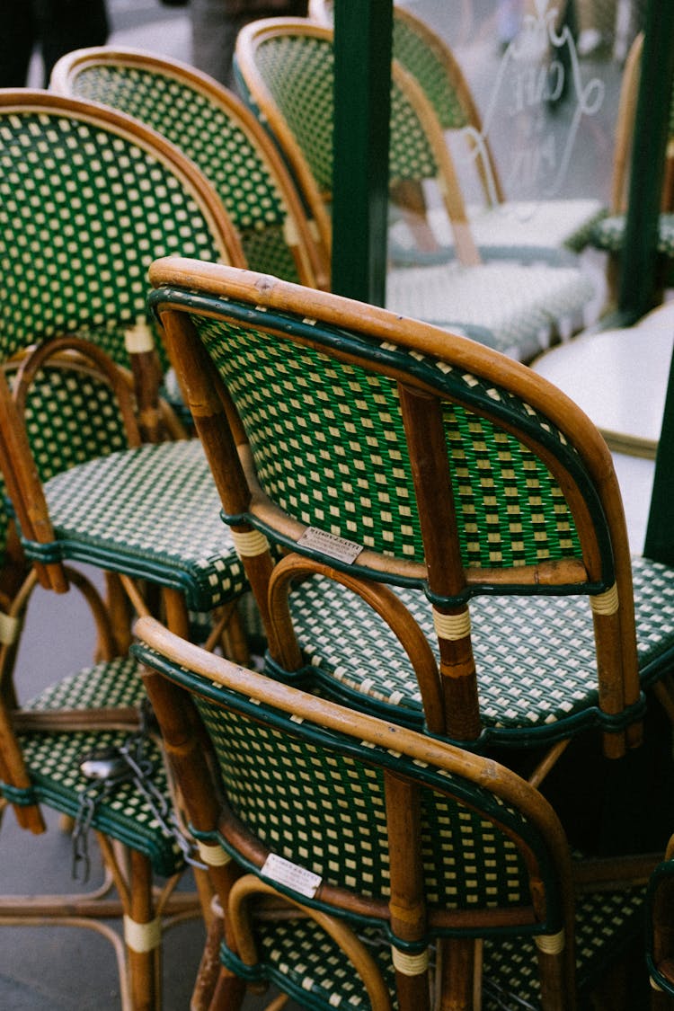 Close-up Of Stacked Chairs 