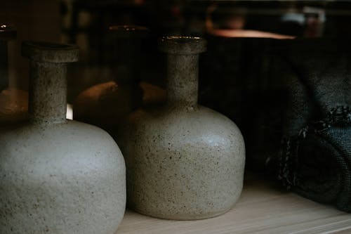 Stone Vases on Shop Shelf