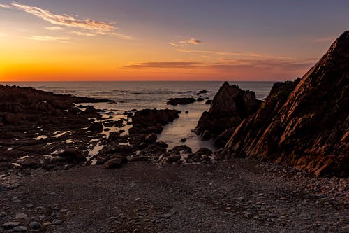 View of a Rocky Coast at sunset
