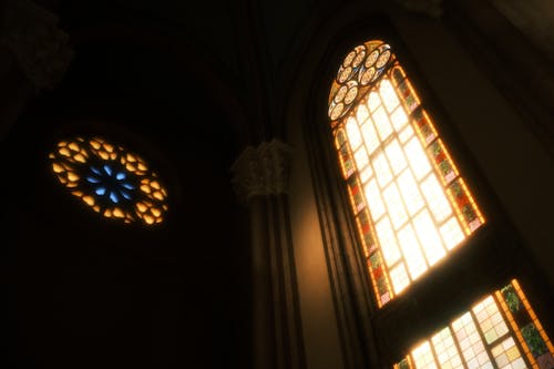 Stained Glass Windows in a Church 