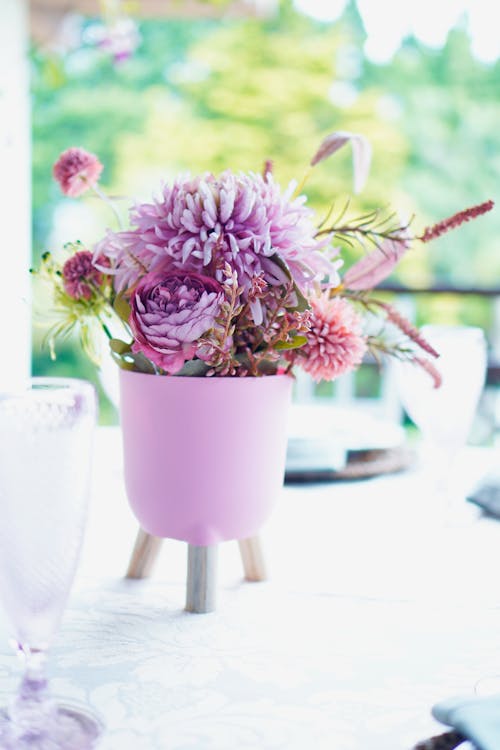 Flower Bouquet in a Pink Vase