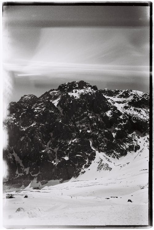 Free Black and White Landscape of Mountains Stock Photo