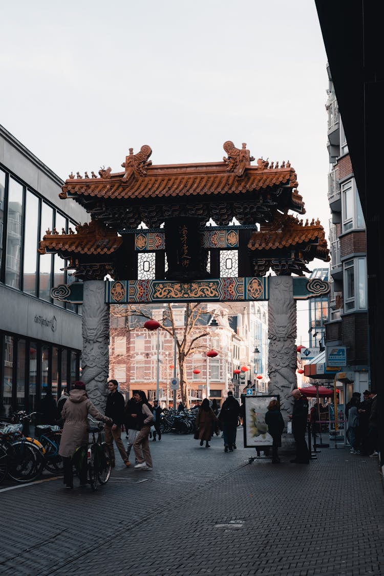 Chinese Gate In Chinatown At Wagenstraat, Den Haag, Netherlands.