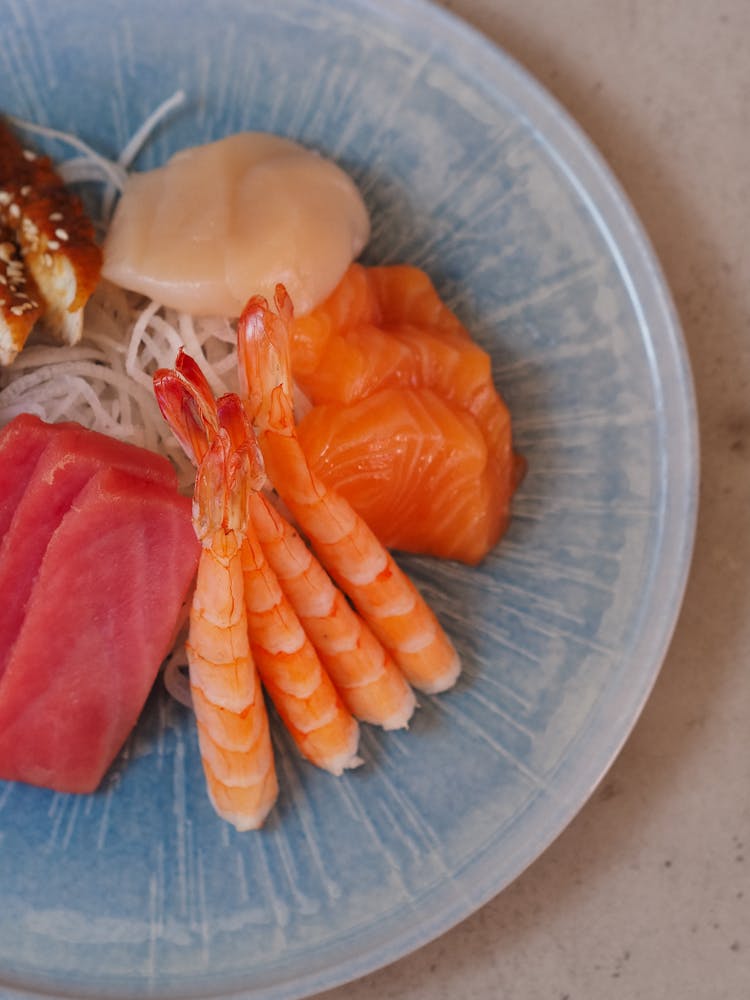 Seafood On Plate On Table