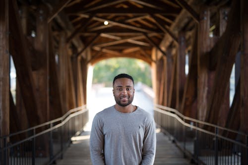 Bearded Man Wearing Gray Long Sleeve Shirt