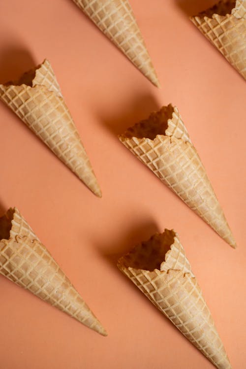 Ice Cream Cones on Pink Background 