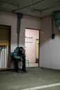 Man Hiding in Bomb Shelter in Ukraine