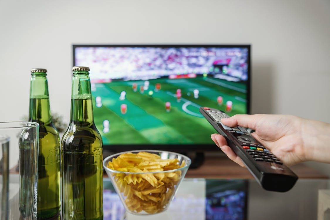 Flat Screen Television Watching Soccer Game