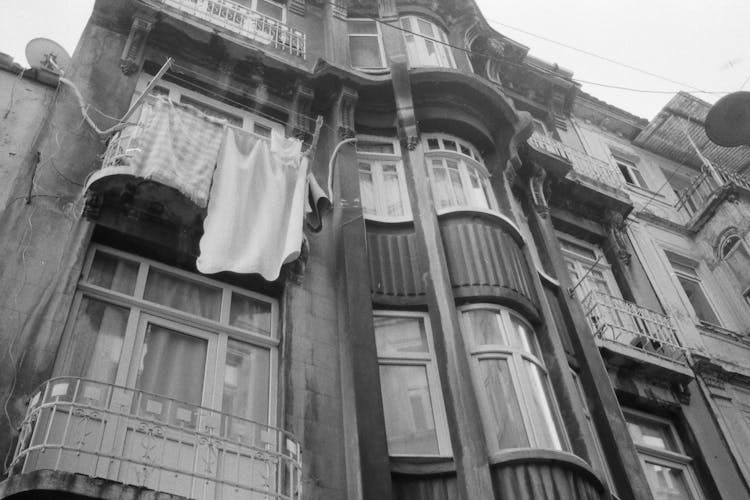 Low Angle Shot Of A Residential Townhouse 