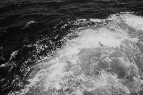 Free Captivating black and white image of ocean waves crashing with intense force. Stock Photo