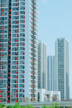 High-rise apartment buildings in Hà Nội showcasing urban residential architecture.