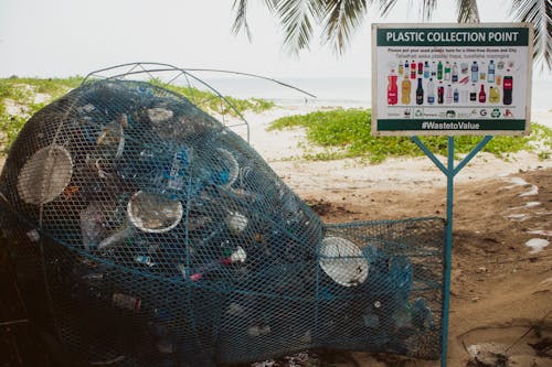 Beach plastic collection bin