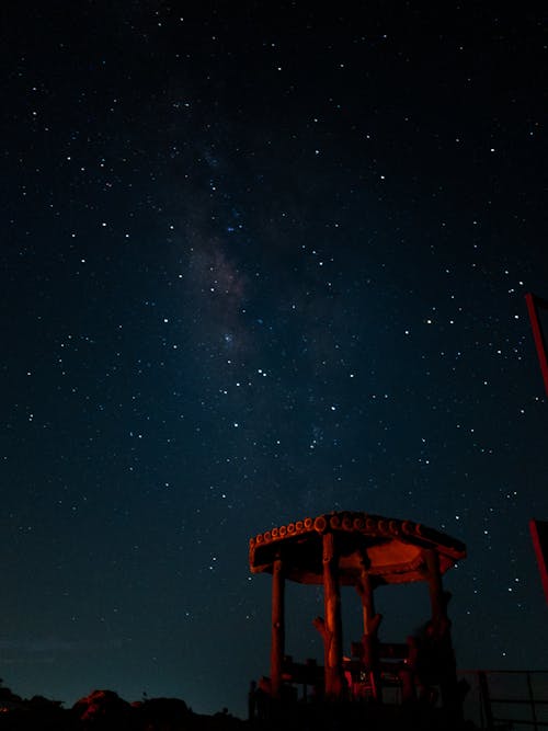 Free Brown Wooden House Under Starry Night Stock Photo