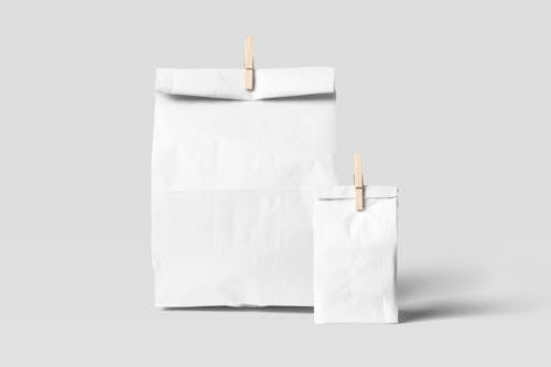 White Paper Bags With Wooden Clips