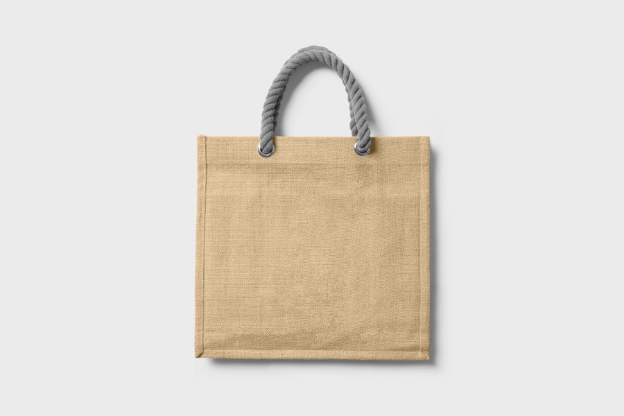 Natural jute tote bag with rope handles