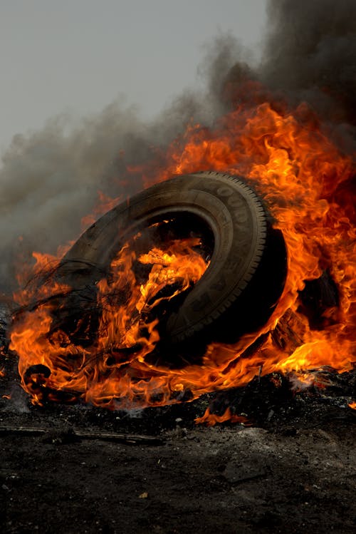 Free A Burning Tire Stock Photo