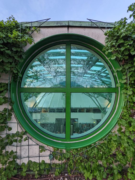 Round Colorfull Window Green Framed Round Window · Free Stock Photo